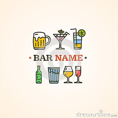 Drink Alcohol Beverage Sign. Vector Vector Illustration