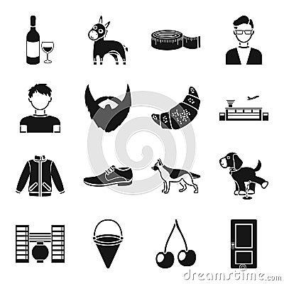 Drink, atelier, fashion and other web icon in black style Vector Illustration