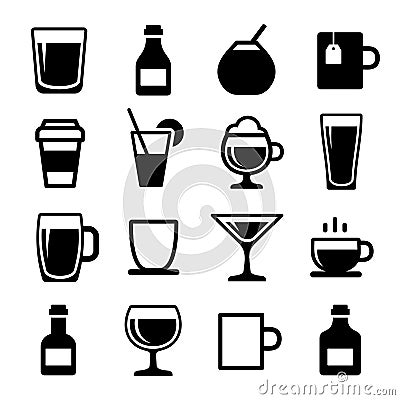 Drink and beverage icons set Vector Illustration