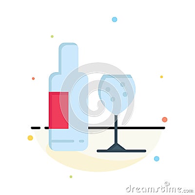 Drink, Bottle, Glass, Love Abstract Flat Color Icon Template Vector Illustration