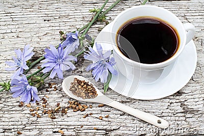 Drink from chicory and blooming chicory Stock Photo