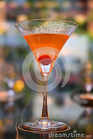 Cosmopolitan cocktail with cherry Stock Photo