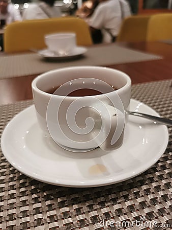 Drink a cup of hot tea at Bigland Otel Stock Photo