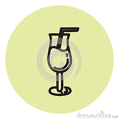 Drink in a fancy glass, icon Vector Illustration