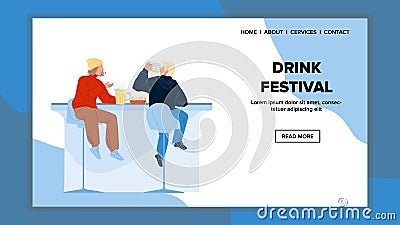 Drink Festival Visit Men And Drink Beer Vector Vector Illustration