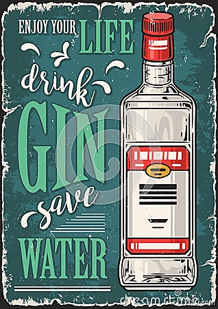 Drink gin vintage sticker colorful Vector Illustration