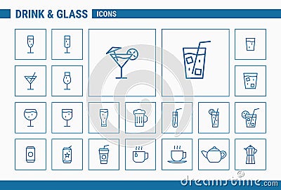 Drink Glass Icons 01 Vector Illustration