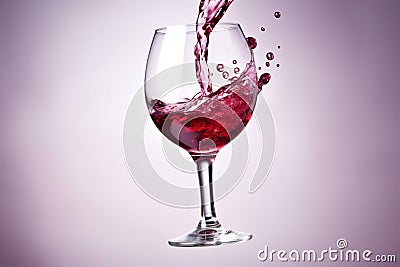 liquid red closeup drink gradient transparent wine glass party alcohol background. Generative AI. Stock Photo