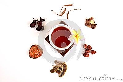 Drink herbal colon cleansing and fat accumulation. Stock Photo