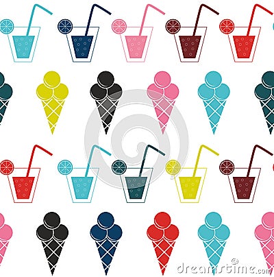 Drink and ice-cream seamless pattern background vector illustration Vector Illustration