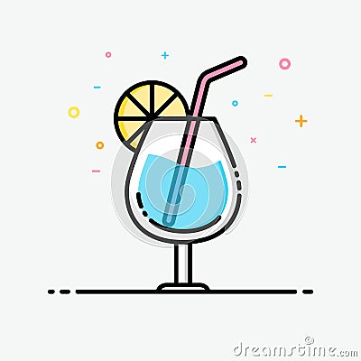 Drink icon in filled outline style for summer poster and social media banner. Blue hawaii vector icon Stock Photo