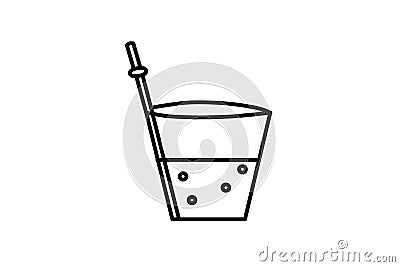 Vector. Drink icon illustration. Modern isolated picture, glass. Juice in dishes. Fluid symbol Vector Illustration