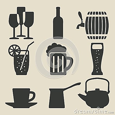 Drink icons set Vector Illustration