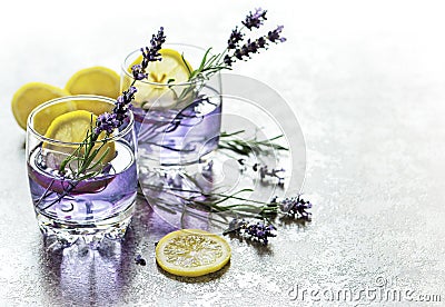 Drink lemon lavender flowers summer lemonade Stock Photo