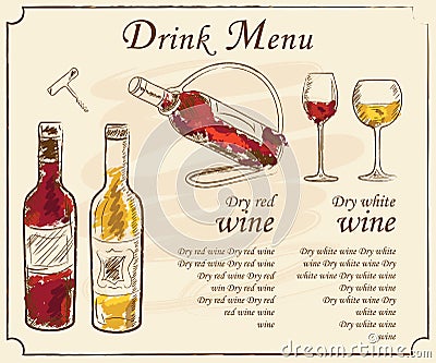 Drink menu elements. Vector Illustration