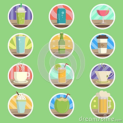 Drink Menu Flat Icon Vector Illustration