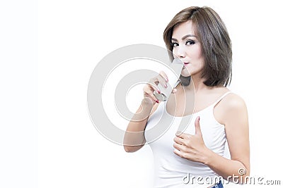 Drink milk every day to maintain your health Stock Photo