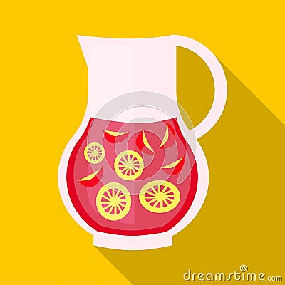 Drink sangria icon, flat style Vector Illustration