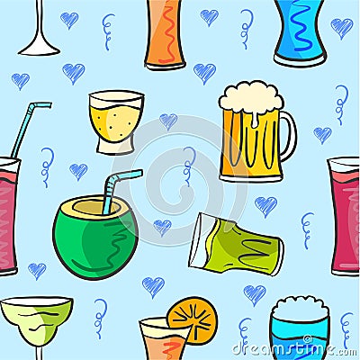 Drink various style pattern collection Vector Illustration