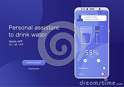 Drink water mobile app Vector Illustration