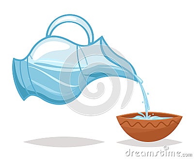 Drink water pour glass jug bowl cartoon icon vine design vector illustration Vector Illustration