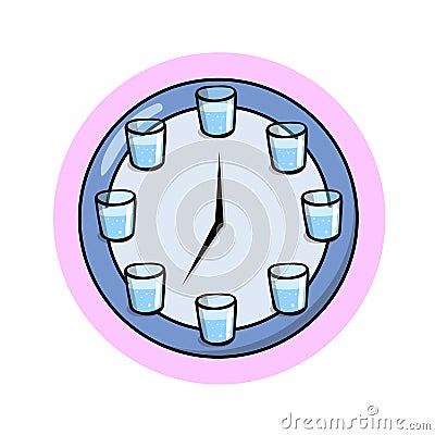 Drink water regularly. Flat vector illustration. Isolated on white background. Vector Illustration