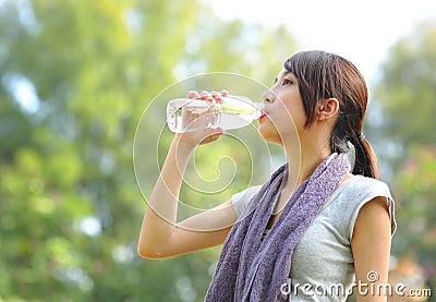 Drink water after sport Stock Photo