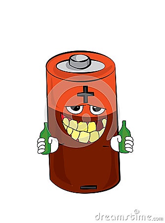 Drinking battery cartoon Cartoon Illustration