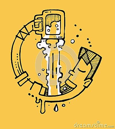 Drinking beer a Vector Illustration