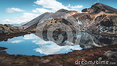 Drinking break at the volcano lake Stock Photo