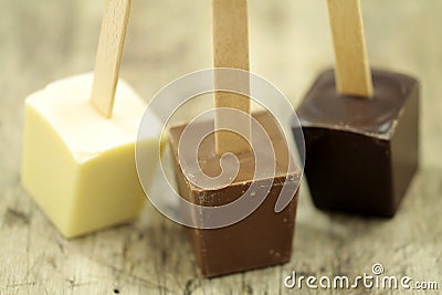 Drinking chocolate lollies Stock Photo