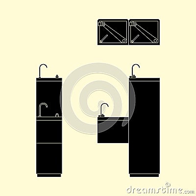 Drinking fountain black fill Vector Illustration