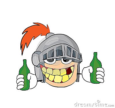 Drinking knight head cartoon Cartoon Illustration