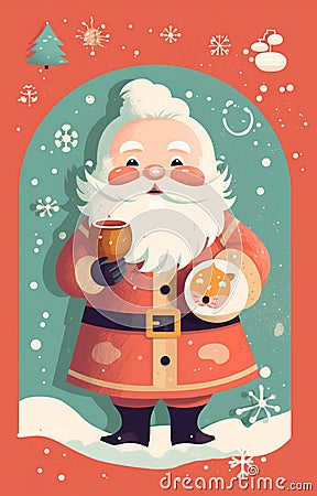 man drinking holiday santa merry home cute mug male claus christmas. Generative AI. Stock Photo