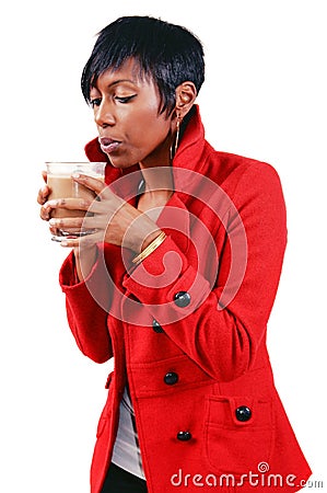 Drinking Mochaccino Stock Photo