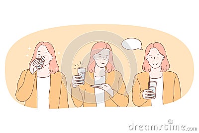 Drinking pure water concept Vector Illustration