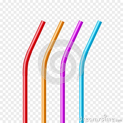 Drinking straws set. Vector colorful pipe tube plastic straw for juice, cocktail Vector Illustration