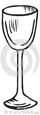 Drinking tulip glass sketch. Wine glassware icon Vector Illustration