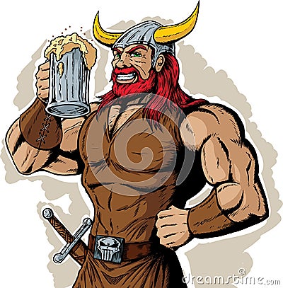 Drinking Viking Vector Illustration