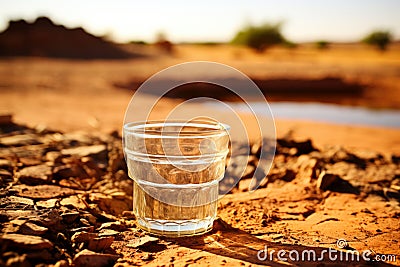 Drinking Water Dilemma - Life in the Sahara Desert. AI Generated Stock Photo