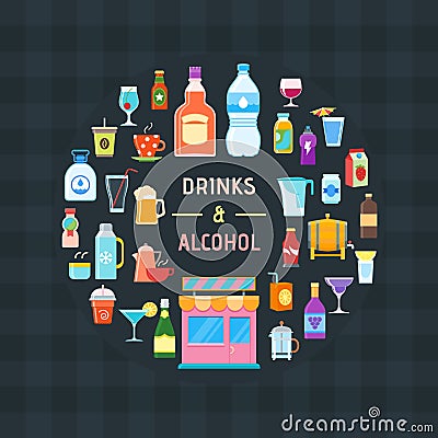 Drinks and alcohol banner Vector Illustration