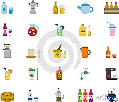 Drinks and beverages icon set Vector Illustration