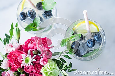 drinks for home party - drinks, cocktails and celebration styled concept Stock Photo