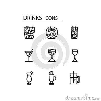 Drinks icons set.For different design Stock Photo