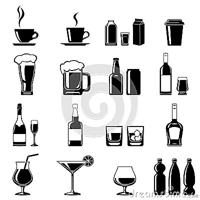 Drinks icons set Vector Illustration