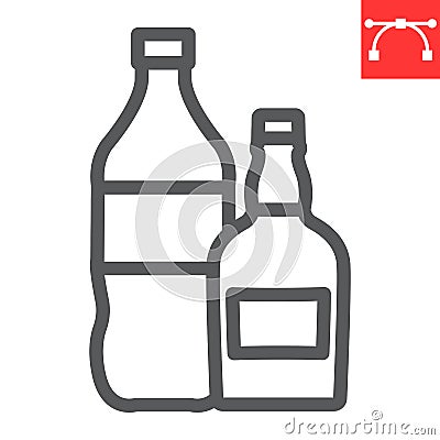 Drinks line icon, soda and whisky, alcohol sign vector graphics, editable stroke linear icon, eps 10. Vector Illustration