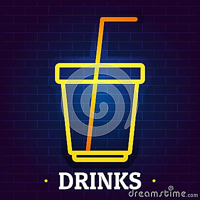 Drinks signboard logo, flat style Vector Illustration