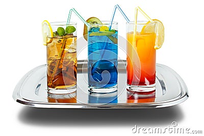 Drinks on tray Stock Photo