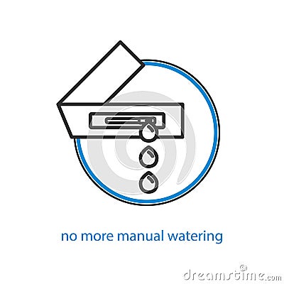 Drip irrigation. Line with droppers. Emitter tape. Soil moistening icon. Outline drawing of equipment for irrigation system Vector Illustration