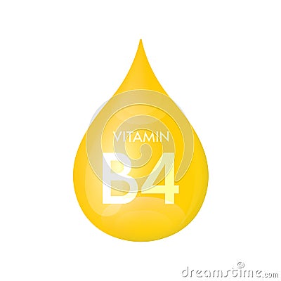 Drip vitamin B4 yellow icon 3D isolated on a white background. Vector Illustration